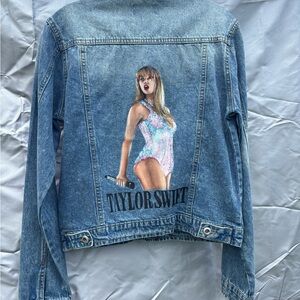 Custom hand-painted denim jacket. Fully washable. Taylor Swift.